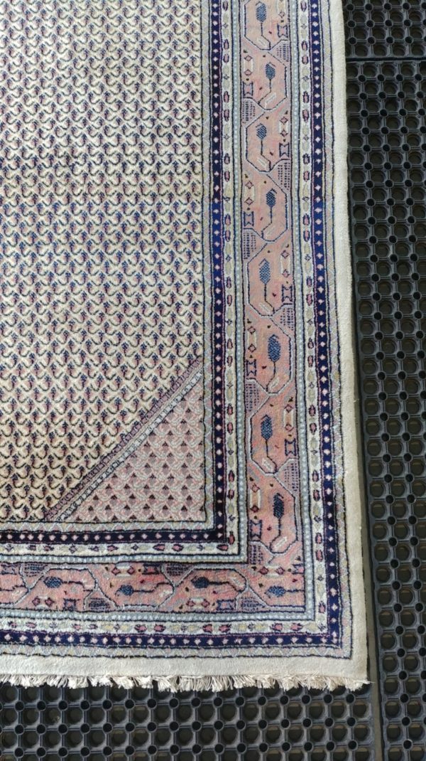 close up of an indian mir rug